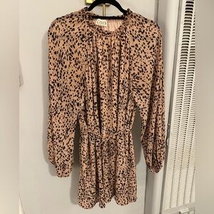 Loveriche Leopard Print Long Sleeve Mini Dress L – Lined, Flowing Fit